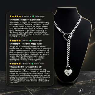 Crystal Heart Lock & Key Chain Necklace