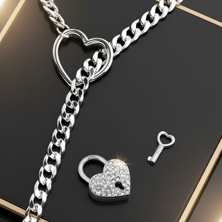Crystal Heart Lock & Key Chain Necklace