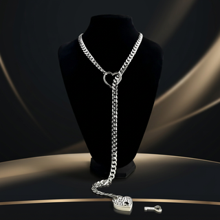 Crystal Heart Lock & Key Chain Necklace